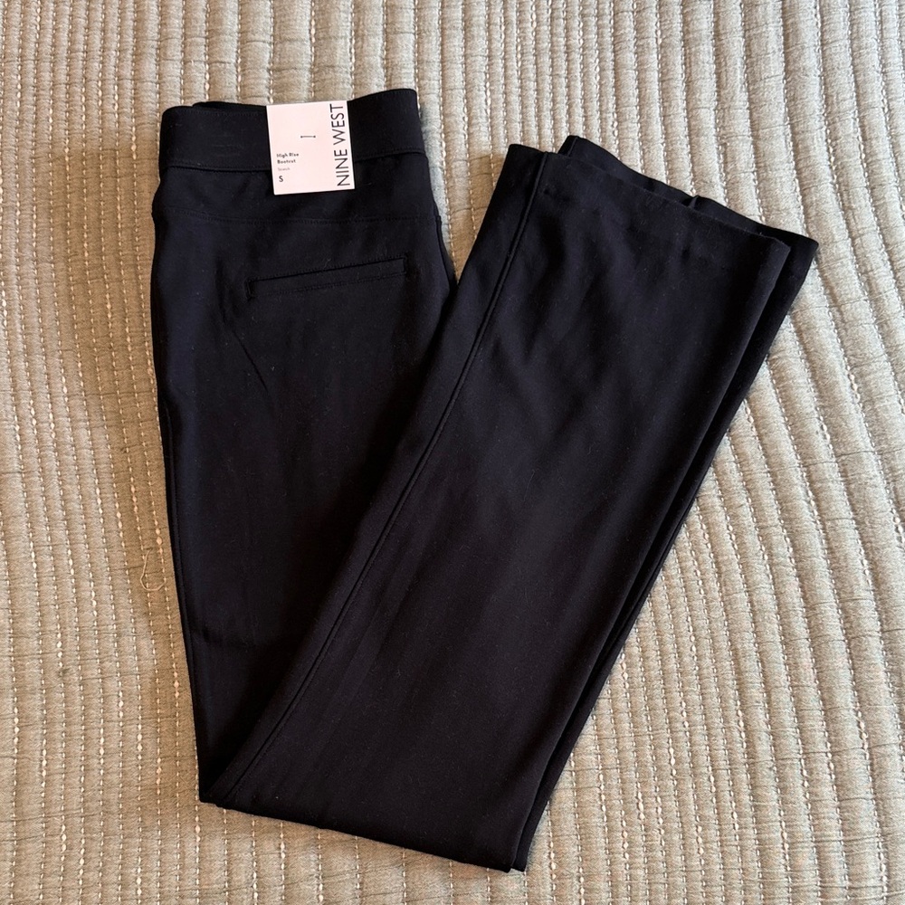 Nine West Elegant High Rise Bootcut Black Trousers Dress Pants